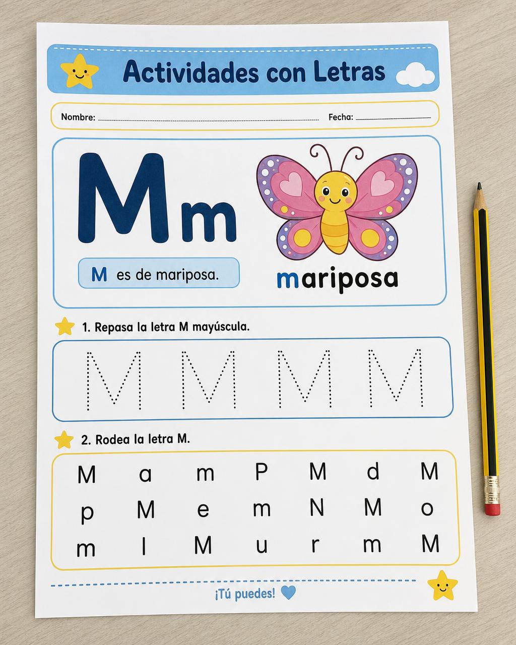 Página de ejemplo: Actividades con letras